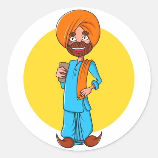 Sardar Ji Runder Aufkleber (Vorderseite)