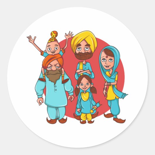 Sardar Ji und Familie! Runder Aufkleber (Vorderseite)