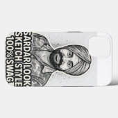 Sardar Sketch Swag iPhone 13 Hülle – Schwarz & Wei (Rückseite (Horizontal))