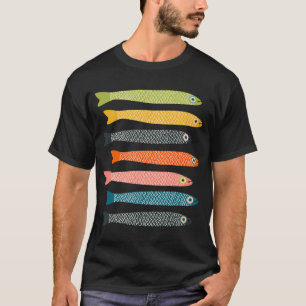 Sardellen Helles Grafik-Spaß Groovy-Fisch in Vinta T-Shirt