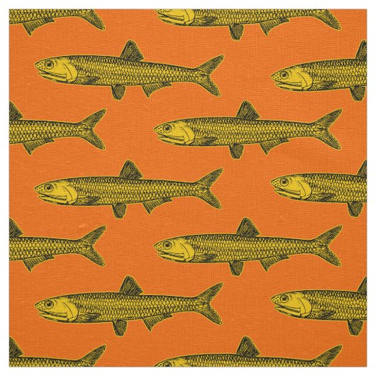 Sardellenmuster - Bernstein, Schwarz und Orange Stoff (Muster)