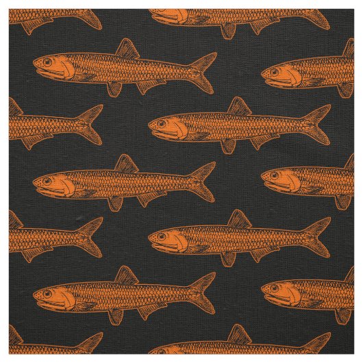 Sardellenmuster - Orange und Schwarz Stoff (Muster)