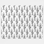 Sardellenmuster - Schwarz auf Weiß Fleecedecke (Vorderseite (Horizontal))