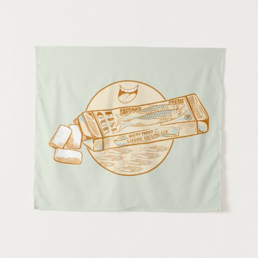 Sardine-aromatisierter Kaugummi Wandteppich (Vorderseite (Horizontal))