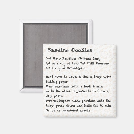 Sardine Cookies Rezept Magnet Rosa (Vorderseite/Rückseite)