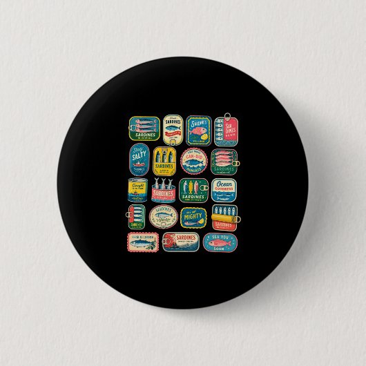 Sardine Dosenfisch lustiger trendiger Fischer Button (Vorderseite)