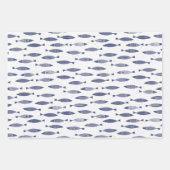 Sardine Fish Navy Blue White Coastal Geschenkpapier Set (Vorderseite 2)