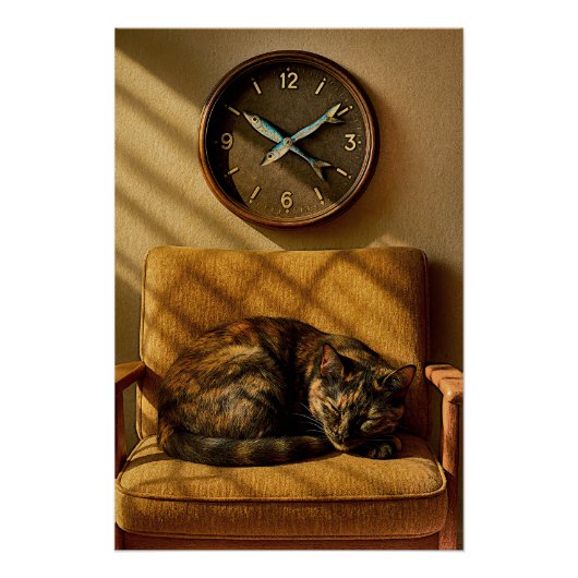 Sardine O’clock Dreamtime – Surreal Cat Art Poster (Vorderseite)