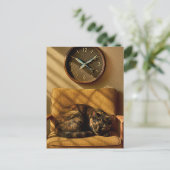 Sardine O'clock Dreamtime - Surreal Cat Art Postkarte (Stehend Vorderseite)