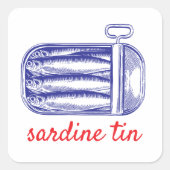 Sardine Quadratischer Aufkleber (Vorderseite)