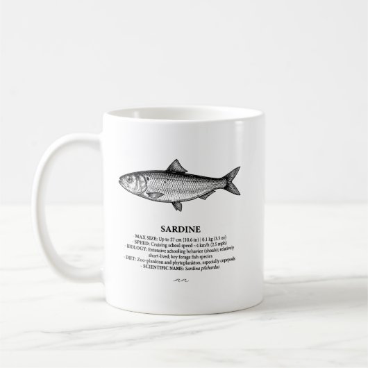 Sardine Schwarmfisch Vintage Kaffeetasse (Links)