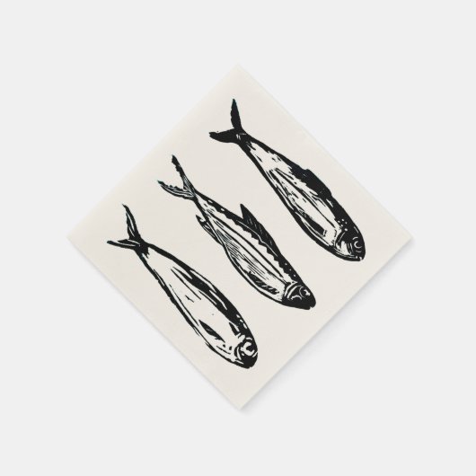 Sardine und Mackerel Cocktail Napkin Serviette (Ecke)