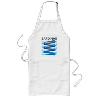 Sardinen blau-weiße Fischschürze Lange Schürze