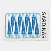 Sardinen blau-weißer Fisch-Schürze Geschirrtuch (Horizontal)