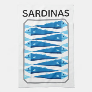 Sardinen blau-weißer Fisch-Schürze Geschirrtuch