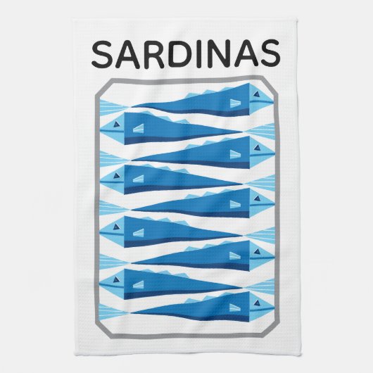Sardinen blau-weißer Fisch-Schürze Geschirrtuch (Vertikal)