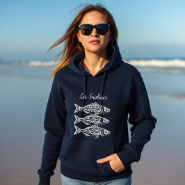 Sardinen-Blue-Hawaiian Hoodie