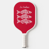 Sardinen-Cherry Red Hawaiian Pickleball Schläger (Rückseite)