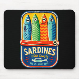 Sardinen Dosenfisch Retro-Grafik Sommer für Männer Mousepad