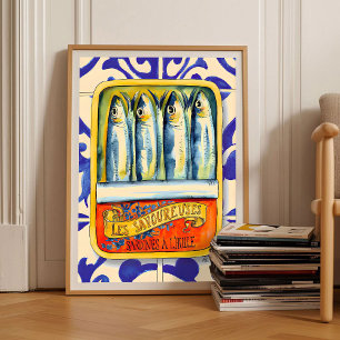 Sardinen-Druck Sardinen-Dose Vintage-Plakat Retro Poster