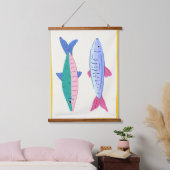 Sardinen Duo Wandteppich Mit Holzrahmen (Schlafzimmer)