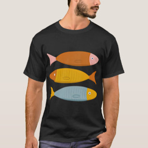 Sardinen-Fisch-Illustration in Retro-Pastell T-Shirt