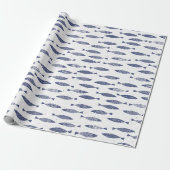Sardinen-Fisch Navy Blau Weiß Küste Geschenkpapier (Ungerollt)
