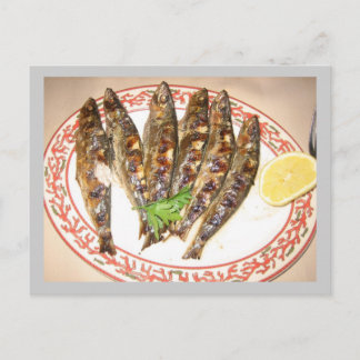 Sardinen, gegrillt postkarte