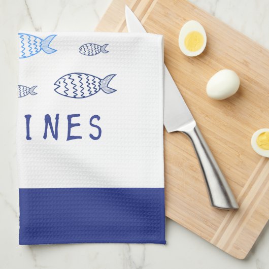 Sardinen Geschirrtuch (Viertel Falte)