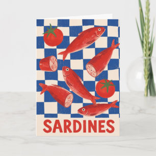 Sardinen-Handzeichnung Fischliebhaber Meeresfrücht Karte