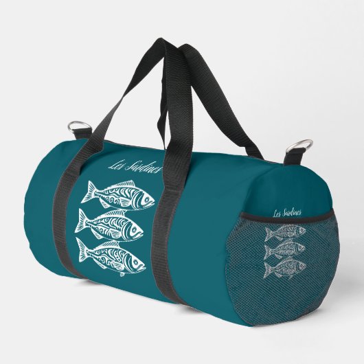 Sardinen-Hawaiian-Fisherman Core Aquamarin Duffle Bag (Rechte Ecke)