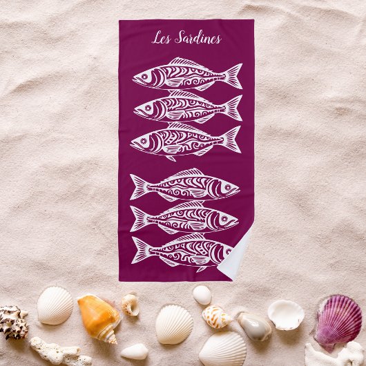 Sardinen-Hawaiian-Fisherman Core-Wine-Farbe Strandtuch