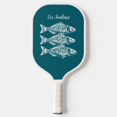 Sardinen-hawaiianisch Aquamarin Pickleball Schläger (Rückseite)