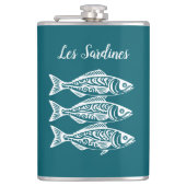 Sardinen-Hawaiianisch-Fischer KernAquamarin Flachmann (Vorderseite)