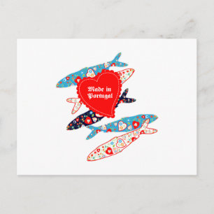 Sardinen hergestellt in Portugal Postkarte