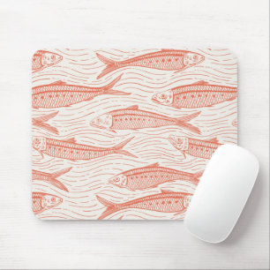 Sardinen in Bewegung in Korallen und Elfenbeinweiß Mousepad
