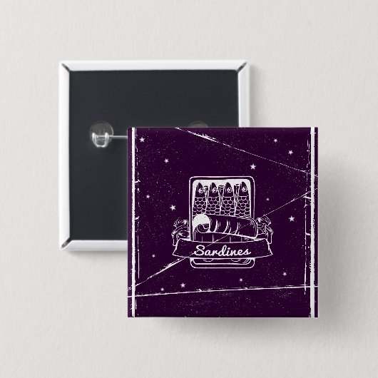 Sardinen in einer Zinn gestört Button (Vorne & Hinten)