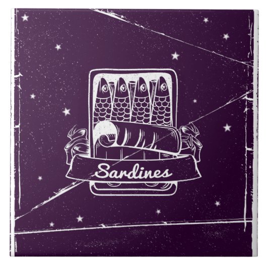 Sardinen in einer Zinn gestört Fliese (Vorderseite)