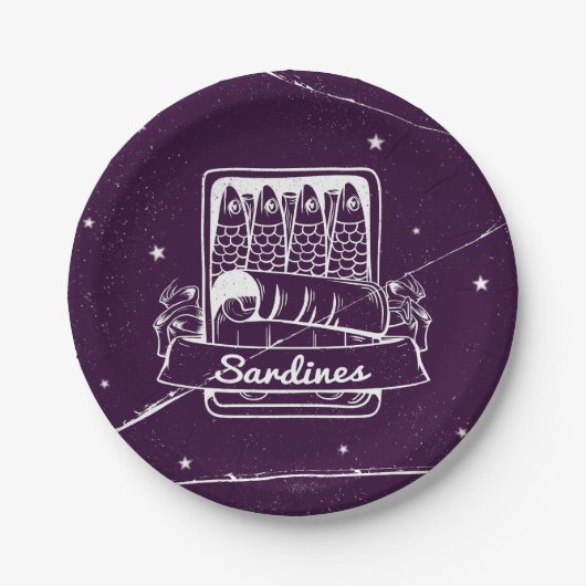 Sardinen in einer Zinn gestört Pappteller (Vorderseite)