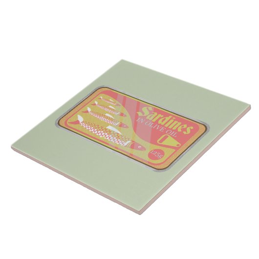 Sardinen in Retro-Poster-Stil Fliese (Seite)