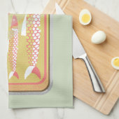 Sardinen in Retro-Poster-Stil Geschirrtuch (Viertel Falte)