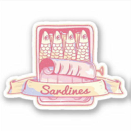 Sardinen in Zinn Aufkleber (Vorderseite)