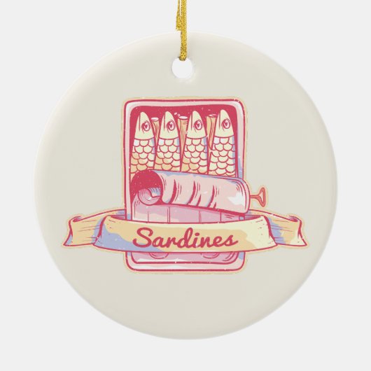 Sardinen in Zinn Keramik Ornament (Hinten)