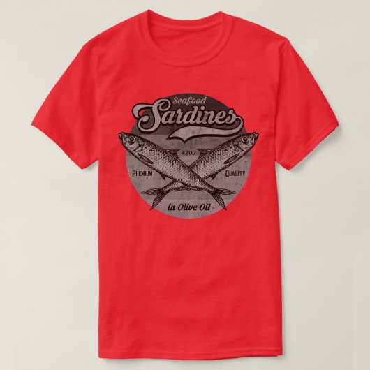 Sardinen-Label BW T-Shirt (Design vorne)