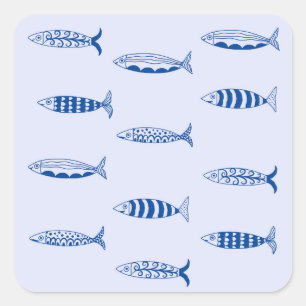 Sardinen-Muster Quadratischer Aufkleber
