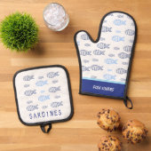 Sardinen Ofenhandschuh & Topflappen-Set (Oben Unten)