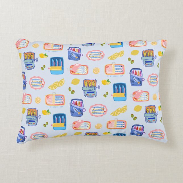 Sardinen und Zitronen Dekokissen (Vorderseite)