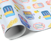 Sardinen und Zitronen Geschenkpapier (Rolleneckpunkt)