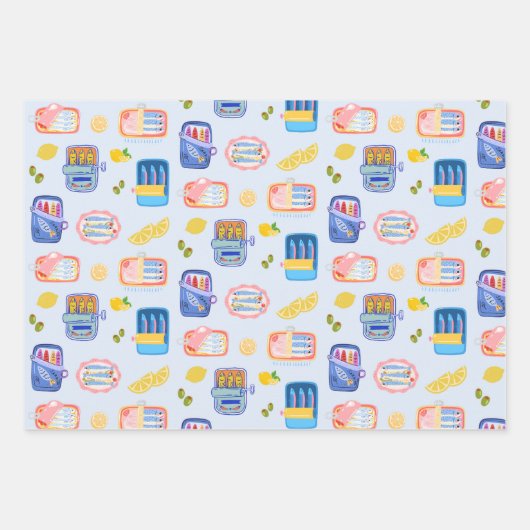 Sardinen und Zitronen Geschenkpapier Set (Vorderseite)