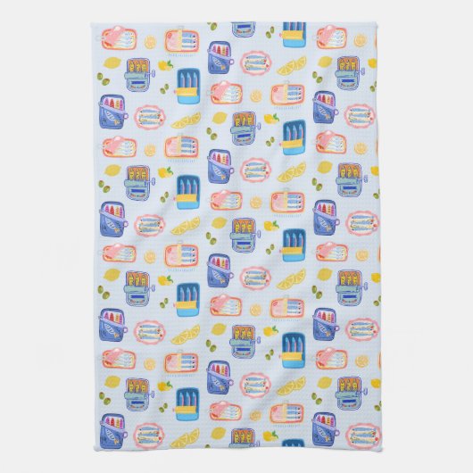 Sardinen und Zitronen Geschirrtuch (Vertikal)